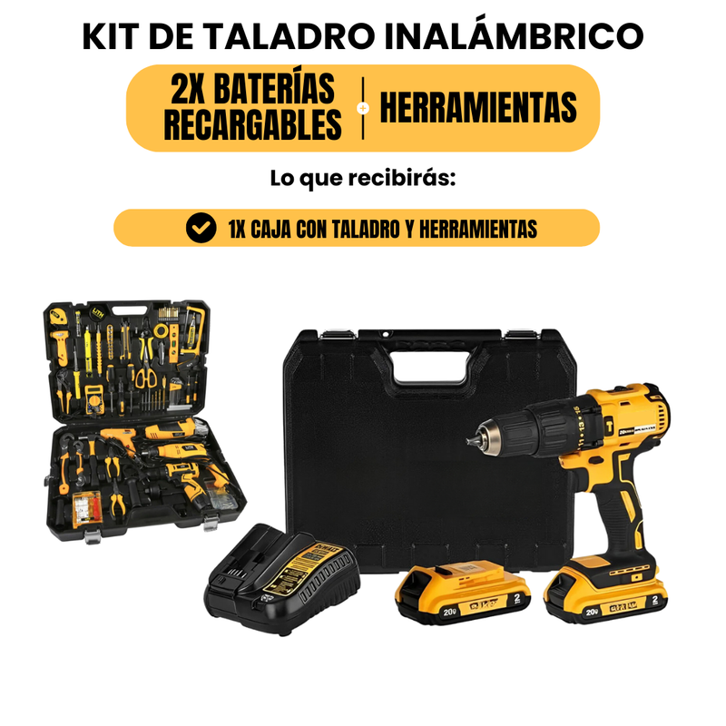 [OFERTA LIMITADA] Kit de Taladro Inalámbrico + Herramientas (más de 40 piezas)